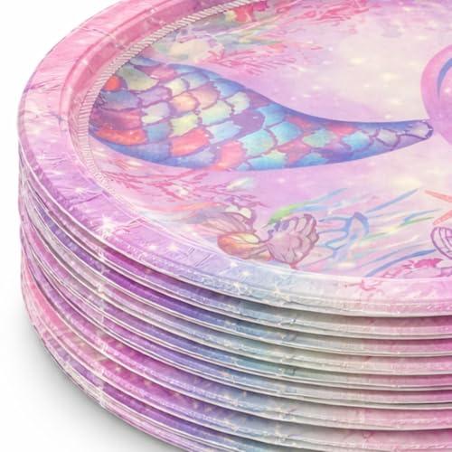 Image of Wanna Party Memaid Theme Party Plates|Underwater Theme Party Plates| Paper Plates for Birthday Parties | 8 PC | 9 inches