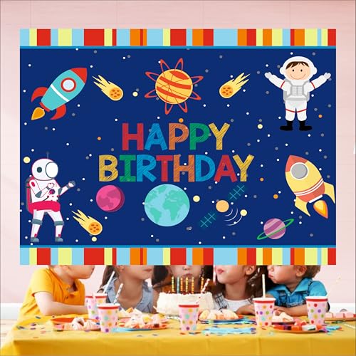 Image of Space Birthday Backdrop 5x4 Ft | Backdrops for Decoration | Birthday Decoration Backdrop | Banner for Kids Theme Party