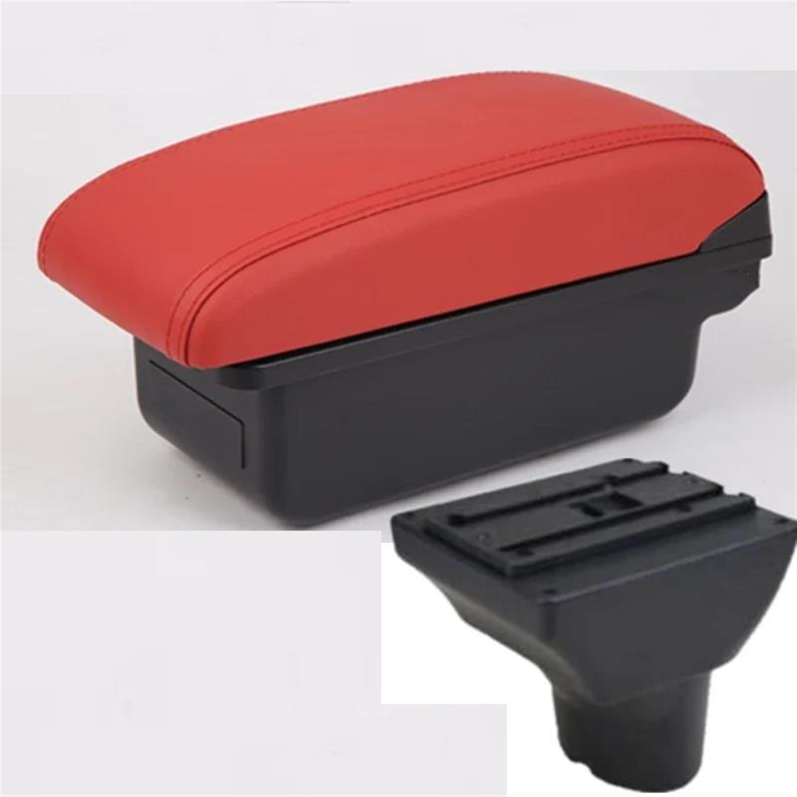 NMJLQW Storage Rack Car Interior Accessories Center Console Multifunctional Storage Box Armrest Box For I20 2009-2018(A red No USB)