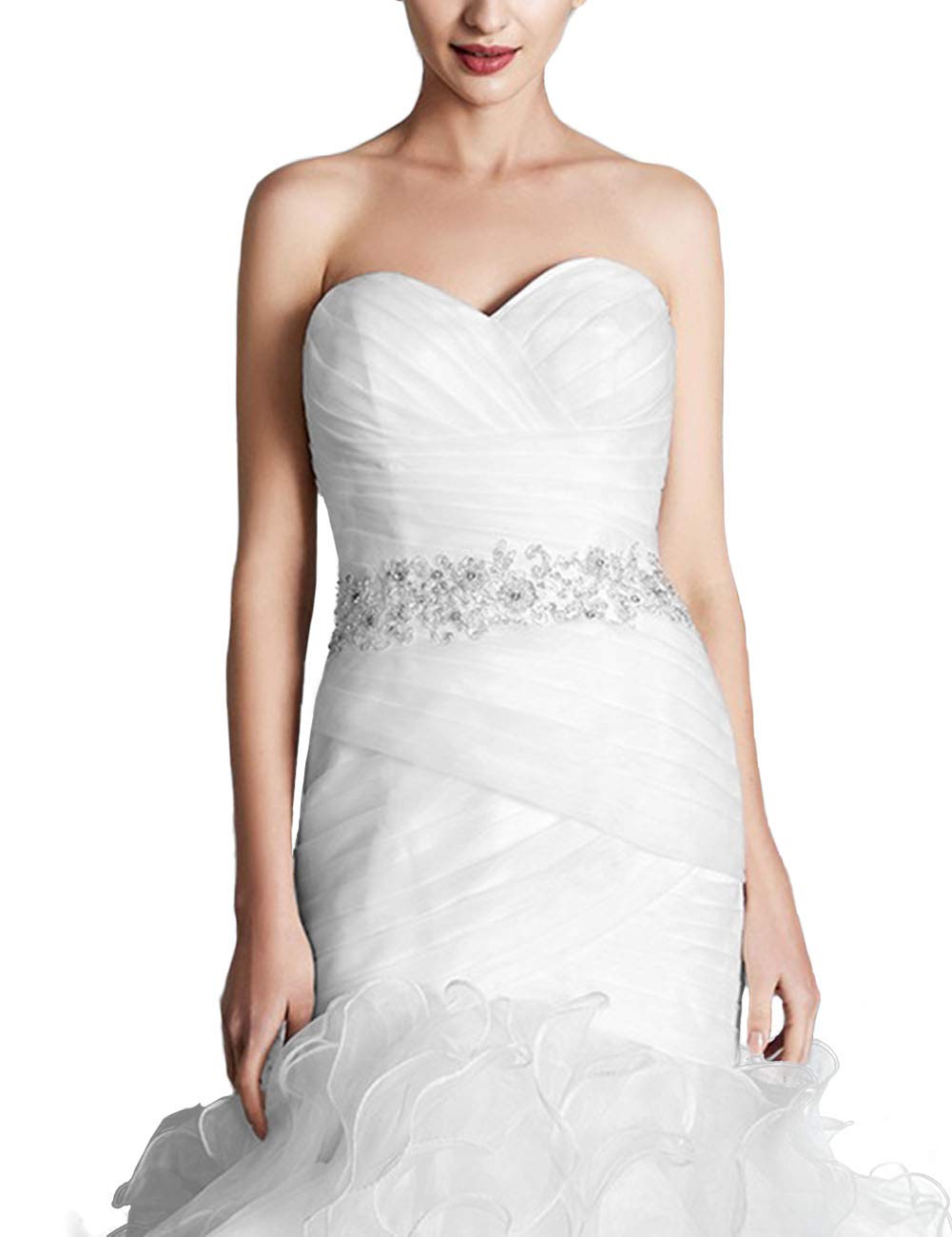 Senza Spalline Backless Abiti da Damigella d'Onore con Treno, Bianco, 38