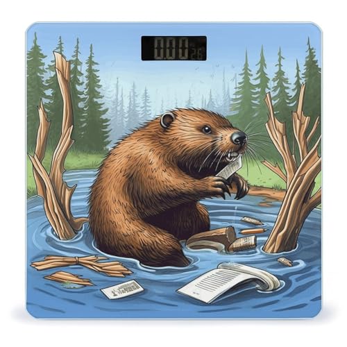 Báscula digital de baño con diseño Busy Beaver 26x26 cm miniatura 1