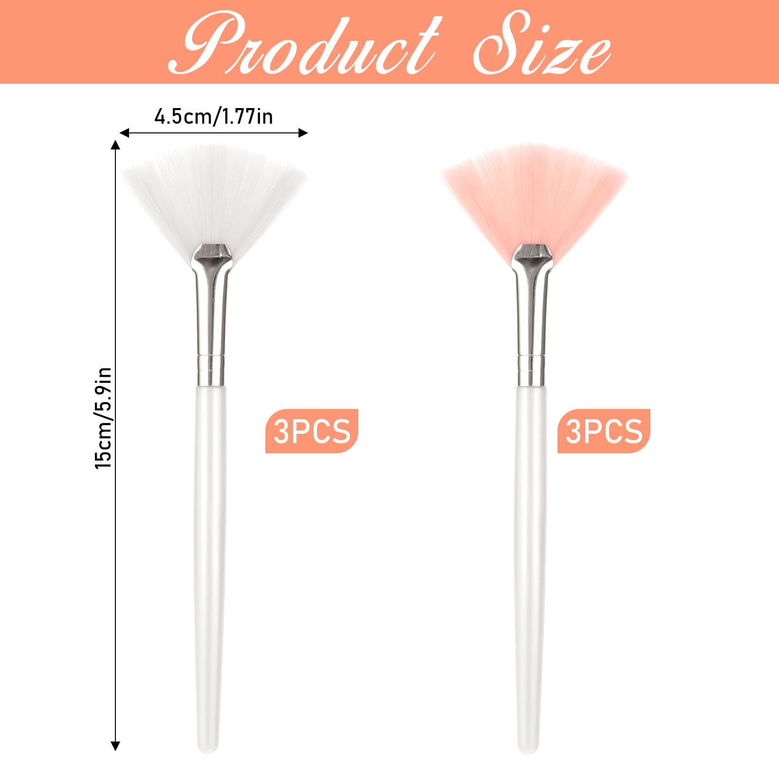 Soft 6-Piece Fluffy Makeup Brushes - Face Mask Applicator and Facial Fan Brushes for Women & Girls