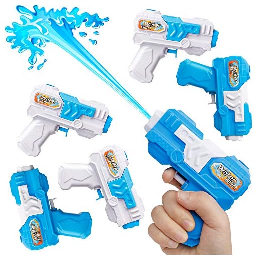 D-FantiX Water Gun 6 Pack, Water Blaster Soaker Small Squirt Guns Bulk for Water Fighting Summer Pool Beach Party Favors Toy for Kids Boy Girl