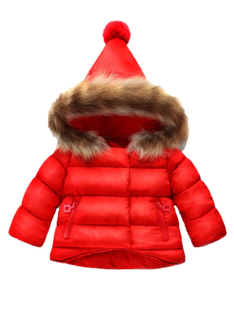 Mallimoda Bambino Ragazze Piumino Bambino Inverno Caldo Puffer Down Cappotto Cotone Con Cappuccio Pelliccia Snowsuit
