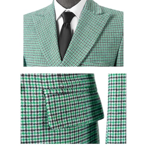 Solove-Suit Men's 2 Pieces Suit Casual Double Breasted Fashion Plaid Tuxedos for Wedding Groomsmen(Blazer+Pant)4