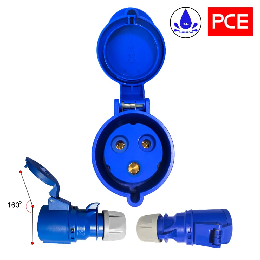 Hilark - Prolunga elettrica per tamburo H07BQ-F, 3 g2,5 mm (3 x 2,5 mm), con spina industriale CEE a 3 poli, per camper, roulotte, barca, cantiere (45 metri, arancione)