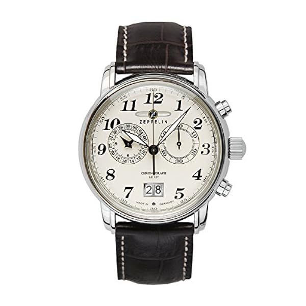 Zeppelin Herr Quarz Chrono Armbandsur med Läderarmband – 76845