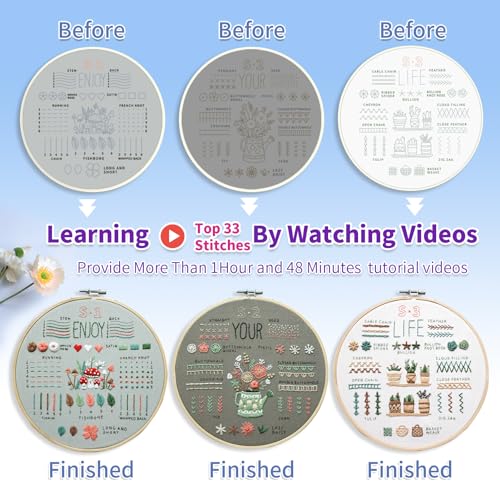 ETSPIL 3-Pack Embroidery Kit for Beginners