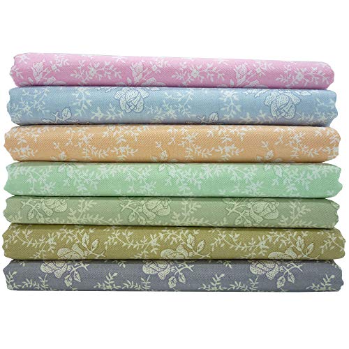 7 piezas de Fat Quarters que acolchan paquetes de tela, 46x56cm Tela de algodón estampada floral para acolchar el remiendo de costura, 18x 22