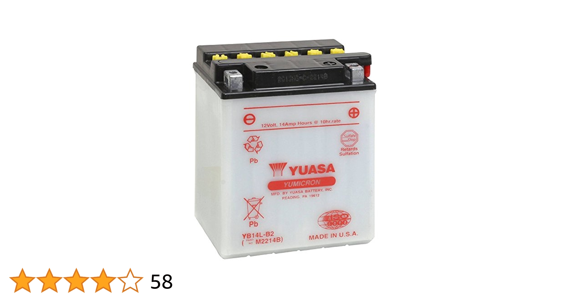 GS YUASA 新品YB14-B2 Yuasa ATV/UTV YB14-B2 12-Volt Battery - Walmart.com