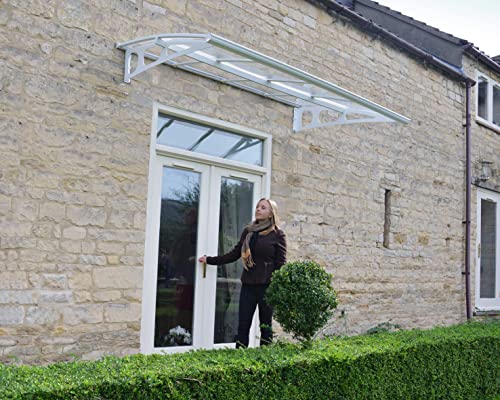 Palram Canopia by Vordach für Haustür Bordeaux 2230 Pultvordach 223 x 139 cm Weiss Sonnenschutz Haustürvordach inkl. Regenrinne