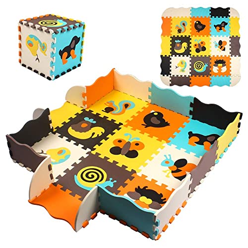 Image of StillCool Baby Play Mat with Fence 0.39 inch Thick Interlocking Foam Floor Tiles Kids Puzzle Mat Baby Crawling Mat