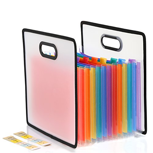 Kesote 12 poches Expanding File Folder Organiseur Portable Multicolor Business Sac avec marqueur étiquettes Trieur à Soufflets Boite Archivage Classeur