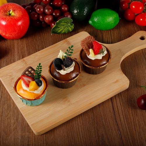 Juego de 10 tablas de cortar de bambú con mango miniatura 6