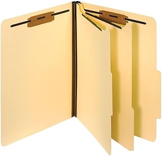 Pendaflex Manila Classification File Folders, 2 Dividers, 2" Bonded Fasteners, 2/5 Tab Cut, Letter Size, Manila, Box of 10 (24000P), Specialty
