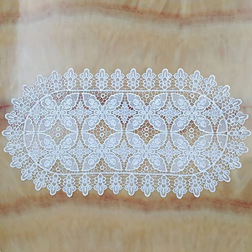 Pack of 4 White Embroidered Lace Tablecloths,Oval Flower Cushion,Table Cloth with Openwork Embroidery,Lace Doilies,Crochet Doilies,for Table Decoration,Wedding Decoration,Party Decoration,M 43 x 28 cm - Image 4
