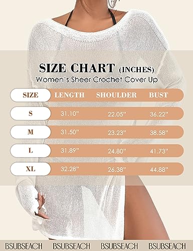 Image of Bsubseach Crochet Cover Ups for Women Bathing Suit Cover Up Dress Mesh Beach Top