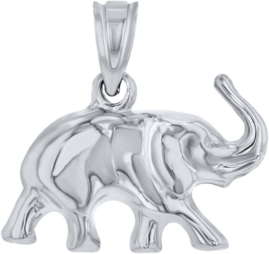 Jewelry America 14K White Gold Polished Elephant Good Luck Animal Pendant