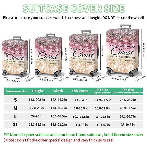 FUYOCWE Luggage Covers for Suitcase TSA Approved,Elastic Washable Suitcase Cover Protector Sleeve Wrap for 29-32 Inches Luggage Travel Accessories- I can do all things through christ4