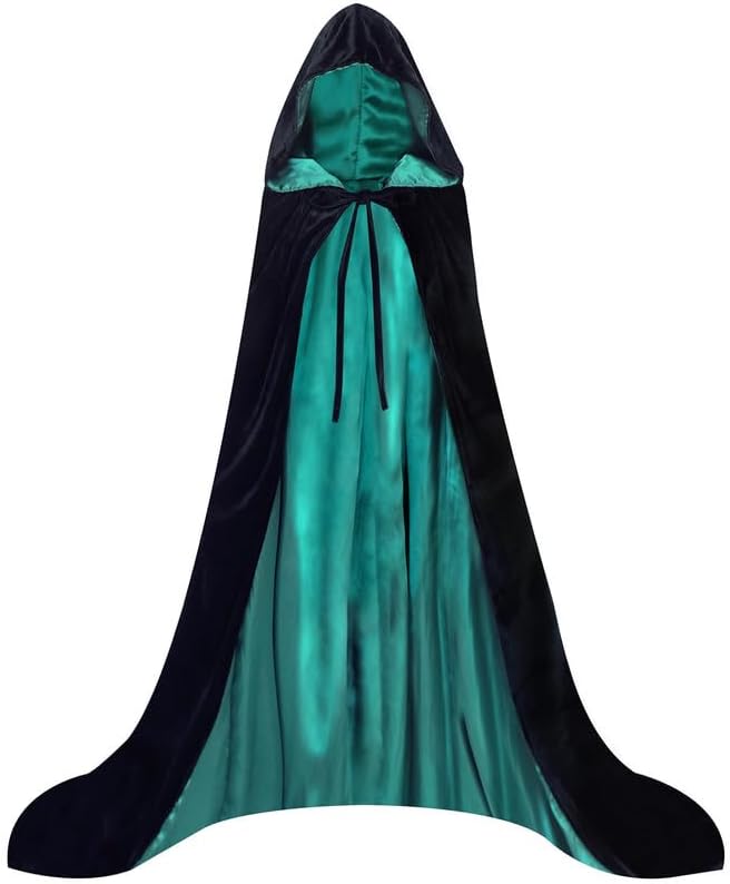 WAUKN Black Hooded Coak Women, Halloween Velvet Capes Reversible Cloaks