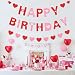 HCHinn Happy Birthday Banner Decorations for Valentine's Red Pink Galentine Birthday Banner with Glitter Heart Signs Valentine for Home Party
