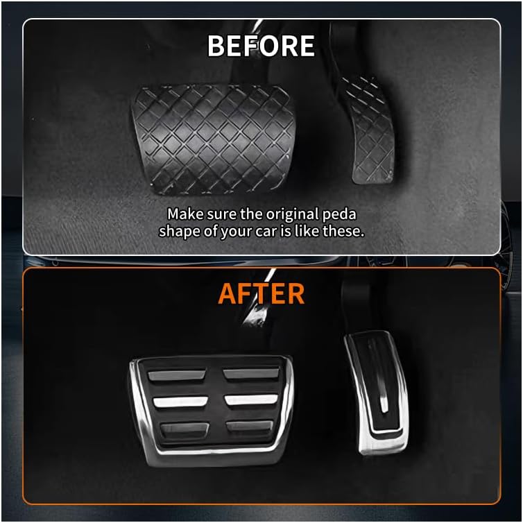 Gas Accelerator Brake Footrest Pedal Cover Compatible with Q7 Q8 2017-2025, Compatible with Porsche Cayenne 2020-2024, Compatible with Touareg 2019-2024 Accessories No Drill - Image 3