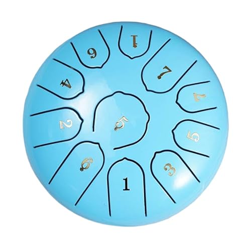 LOMUTY Steel Tongue Drum C Maggiore, 6 Pollici 15 cm 11 Note Handpan, Tamburo Lingua Acciaio per la Guarigione attraverso il Suono, Meditazione, Yoga, Rain Drum come Regalo, Blu