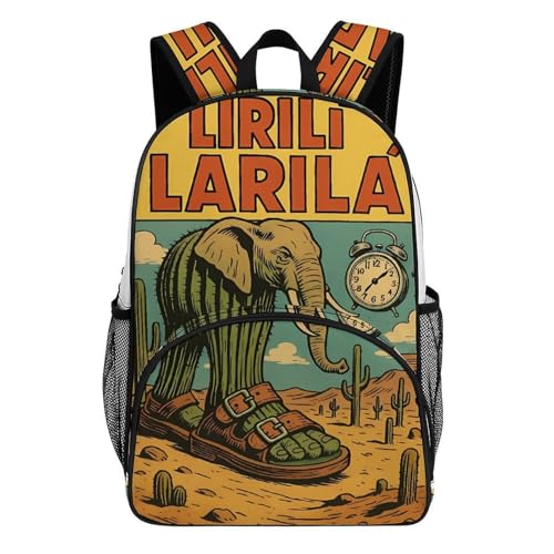 Liliri-larila Merch Large Travel Backpack Italian-Brainrot Meme Waterproof Lightweight Daypack White 44x32x19cm
