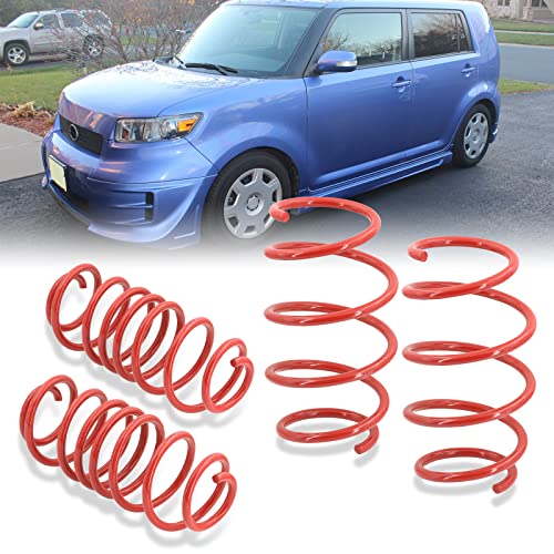 AJP Distributors 1.1" Front & 2.2" Rear Drop Lower Height Suspension Coil Lowering Springs Kit Red Compatible/Replacement For xB E150 2008 2009 2010 2011 2012 2013 2014 2015 08 09 10 11 12 13 14 15