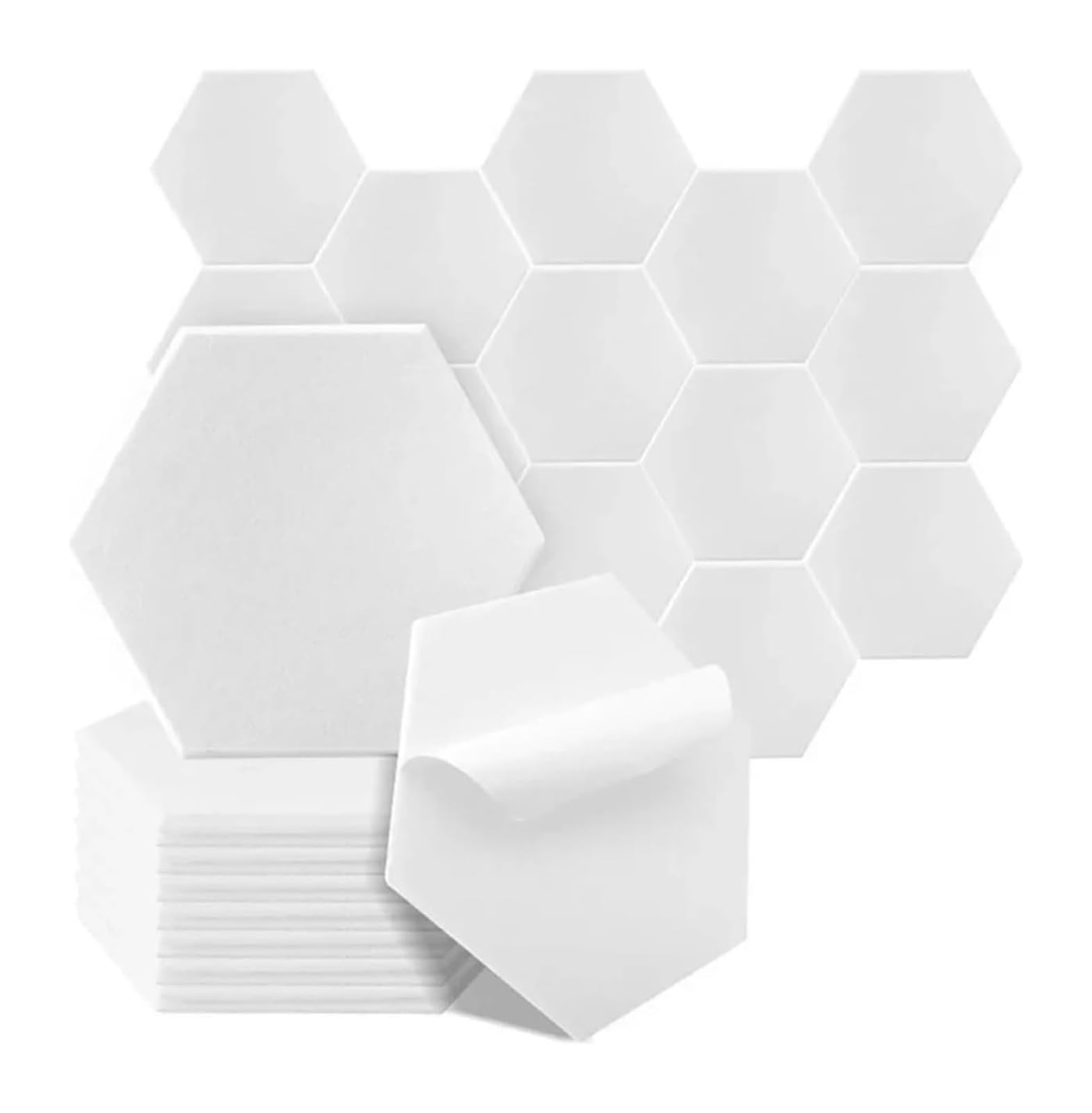 Panele dźwiękochłonne, Samoprzylepne, dźwiękoszczelne panele ścienne z pianki o dużej gęstości, wielokolorowe do domowego biura studyjnego(White)