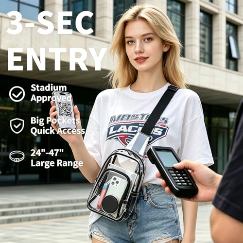 Image of TINYAT Clear Sling Bag Stadium Approved Transparent Bag Crossbody Casual Shoulder Chest Bag for Men Women,T9060