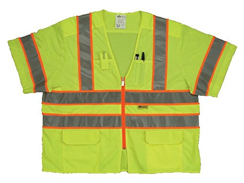 Class 3 Mesh And Solid- Ansi Vest - Lime- 5 Extra Large