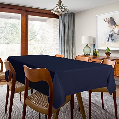 Image of sancua 2 Pack Navy Tablecloth 54 x 78 Inch, Rectangle 4 Feet Table Cloth - Stain and Wrinkle Resistant Washable Polyester Table Cover for Dining Tables, Buffet Parties and Camping