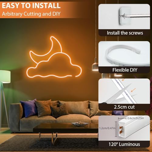 Image of Neon Rope Lights, Dimmable LED Strip Light, Warm White, 32.8ft