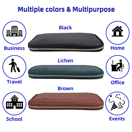 Genuine Leather Travel Wallet Lightweight Zipped Family Passport Holder with Detachable Wrist Strap for Women and Men4