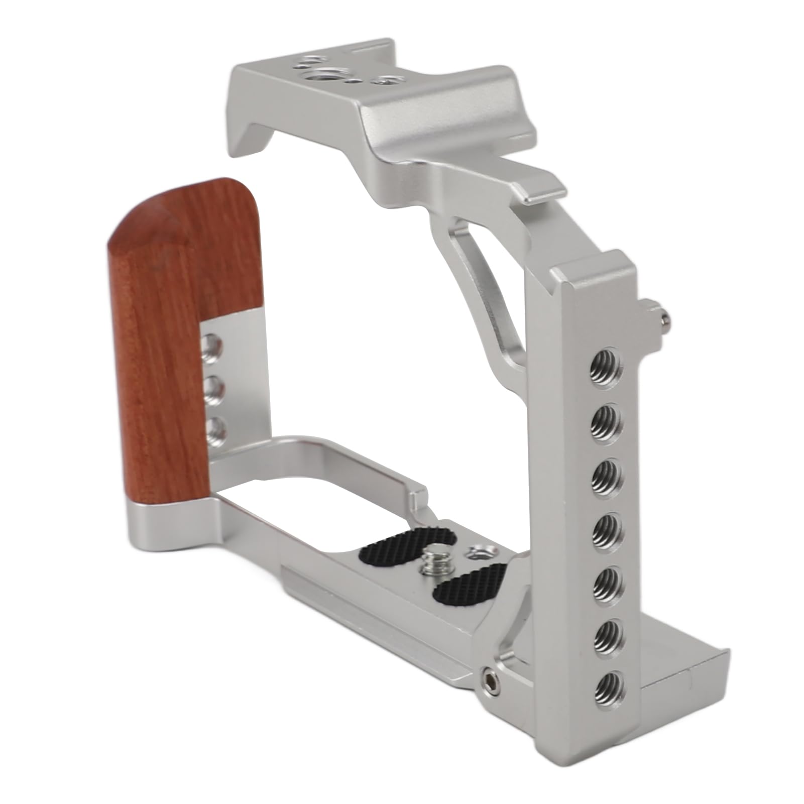 Generic Gabbia per Fotocamera con Manico in Legno per ZFC Lega di Alluminio Leggera Stabilizzazione Video Riprese All'aperto (SILVER)