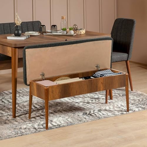 Dmora - Panca Mirphak, Panchina Multiuso, Seduta per Ospiti, Cassapanca Multifunzione, 110x40h48 cm, Noce e Antracite
