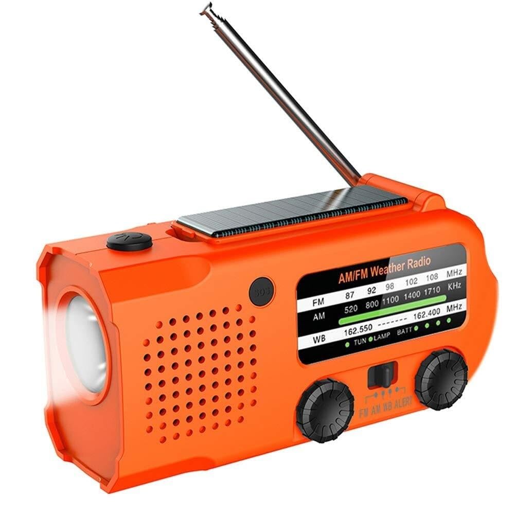 Radio pogodowe 5000 mAh, awaryjne, przenośne radio z korbką i alarmem SOS, latarka, gniazdo słuchawkowe, lampka do czytania, ładowarka do telefonu komórkowego, do domowego przetrwania na świ