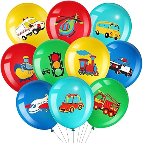 40 Pack Transportation Party Balloons Decorations Traffic Balloons Vehicle Latex Balloons Transport Party Supplies for Boys Kids Baby Shower Birthday Decoration Cover
