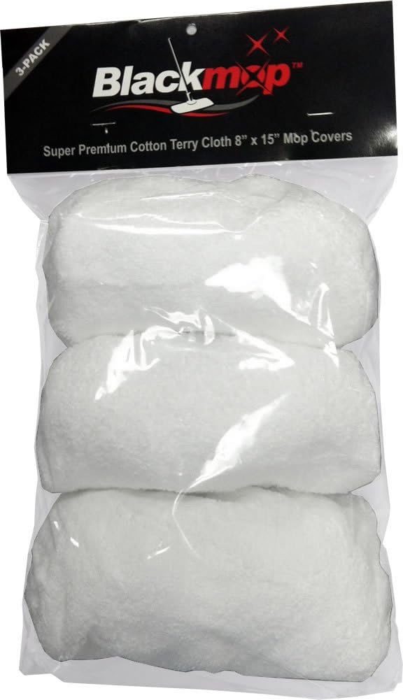 Super Premium Cotton Terry Cloth 8" x 15" Mop Cover - 3 Pack