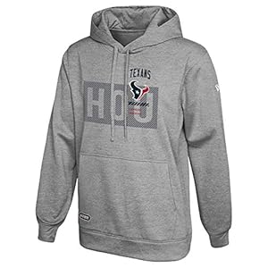 New Era NFL Men’s Drill Performance Cool Grey Pullover Hoodie, Pro Football Sweatshirt, Houston Texans, Large