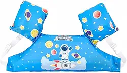 Colete Salva Vidas Infantil | Boia de Braço e Peito até 25kg - Modelo Astronauta Azul