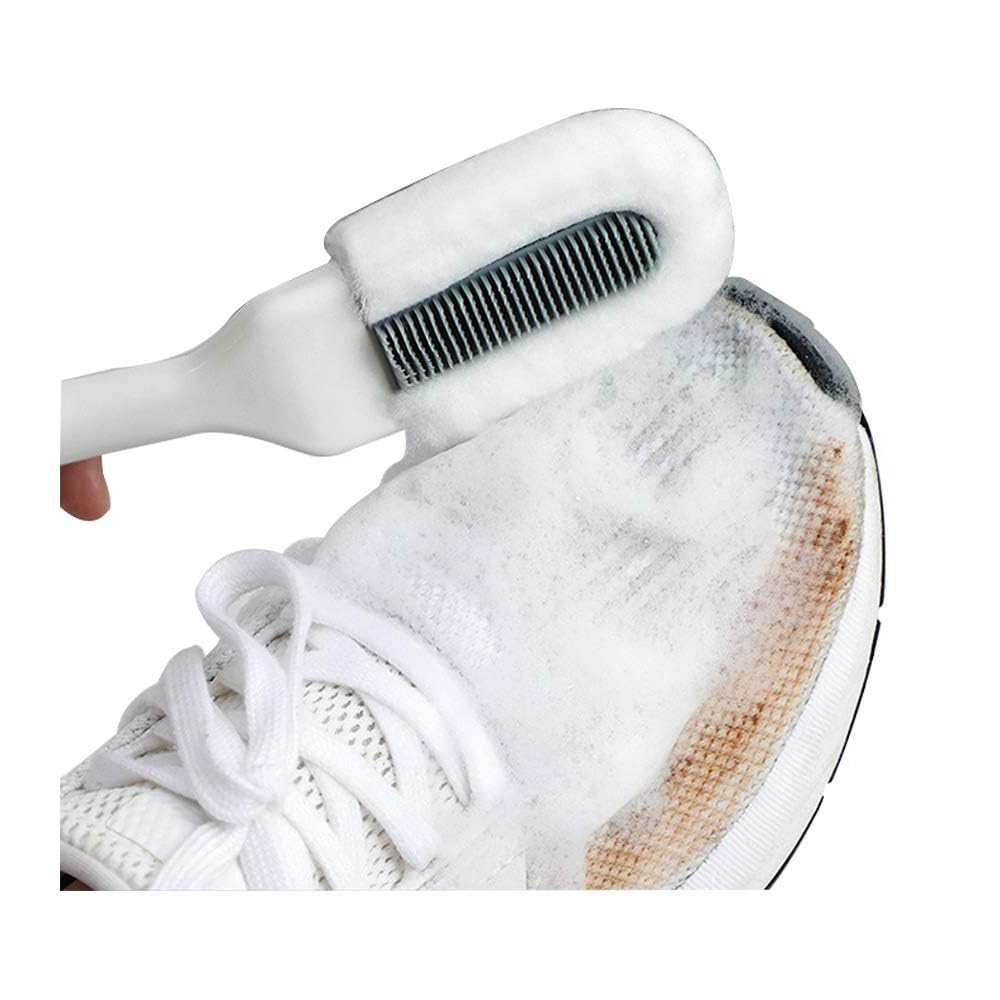 ExceforeProfessional Shoe Brush for Cleaning, Multifunctional Long Handle Shoe Brush Cleaner, Hangable Soft Brush Scrubber, Sneaker Shoes Cleaning Scrubber with Soft Brush, White