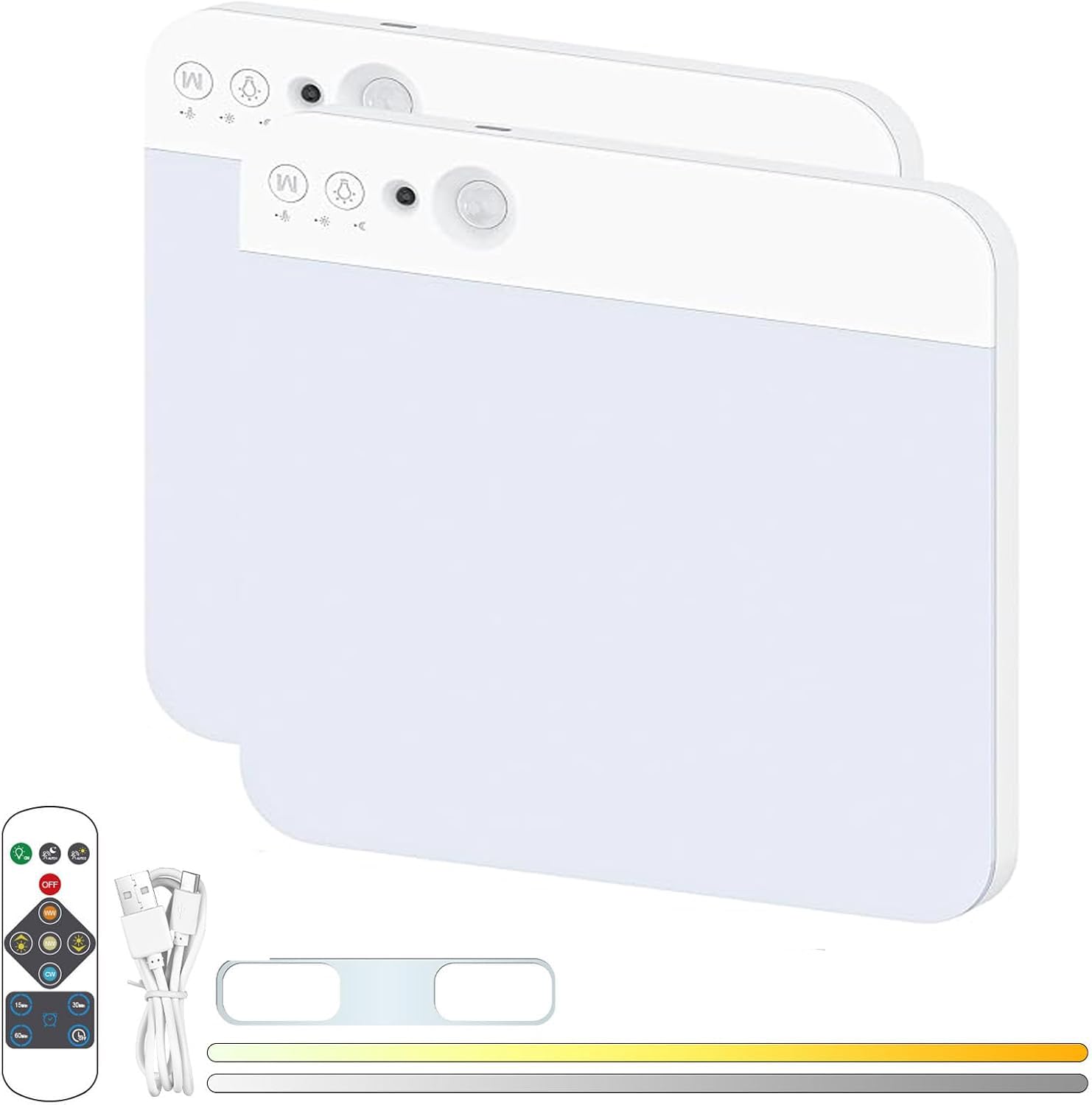 Lámpara de techo recargable con sensor de movimiento (sin cables) (Blanco*2)