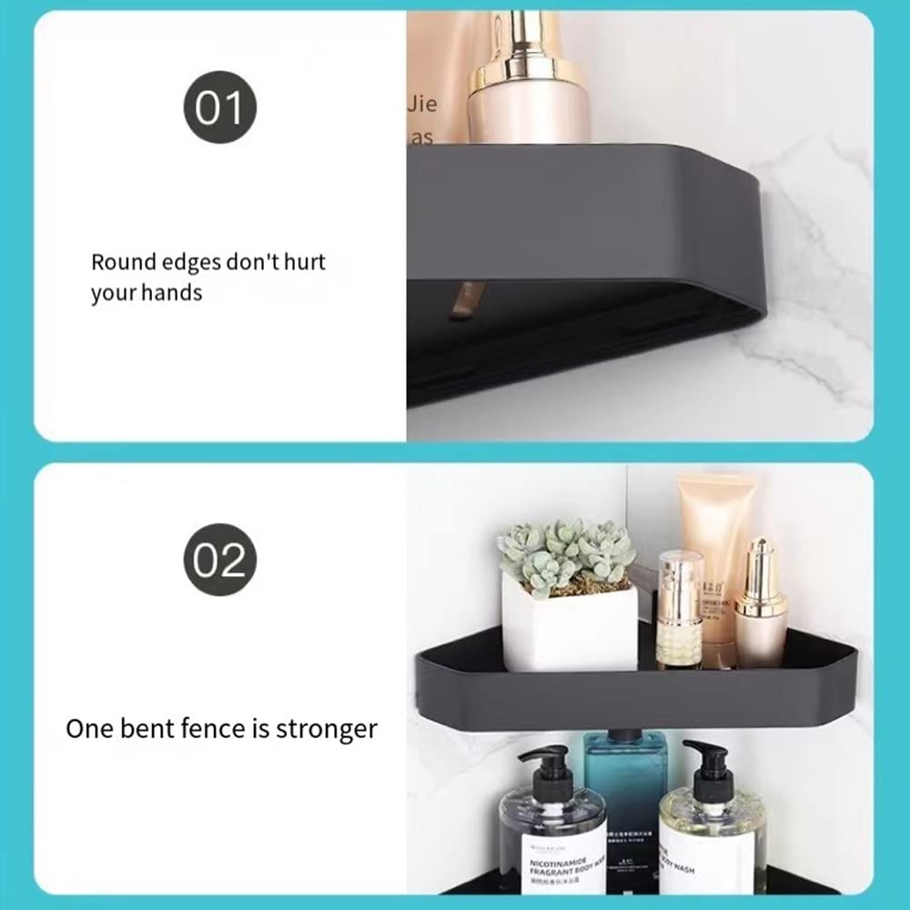 Mensola angolare per bagno con carrello per doccia, mensola per shampoo a parete con telaio da cucina, accessori per la conservazione senza foratura Organizzatore Supporto per doccia Scaffale per bagn