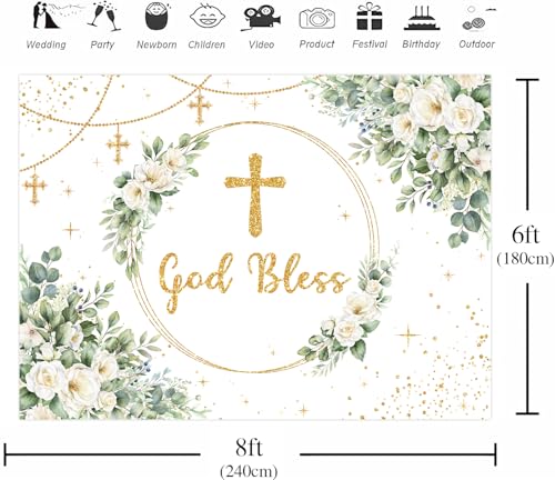 Fondo decorativo God Bless 8x6ft blanco miniatura 2