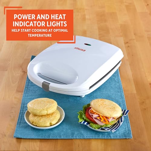Image of Imusa USA GAU-80300 4 Slot Electric Arepa Maker with Nonstick Surface (1,200-Watts), White