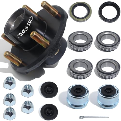LUXTRKSTO Trailer Hubs Kit 5 Lug 4.5 for 2000Lb 5x4.5 Trailer Axle Kit Fits 1