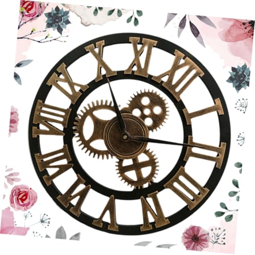 Horloge murale industrielle engrenage 40 cm dorée rétro Amosfun - 8