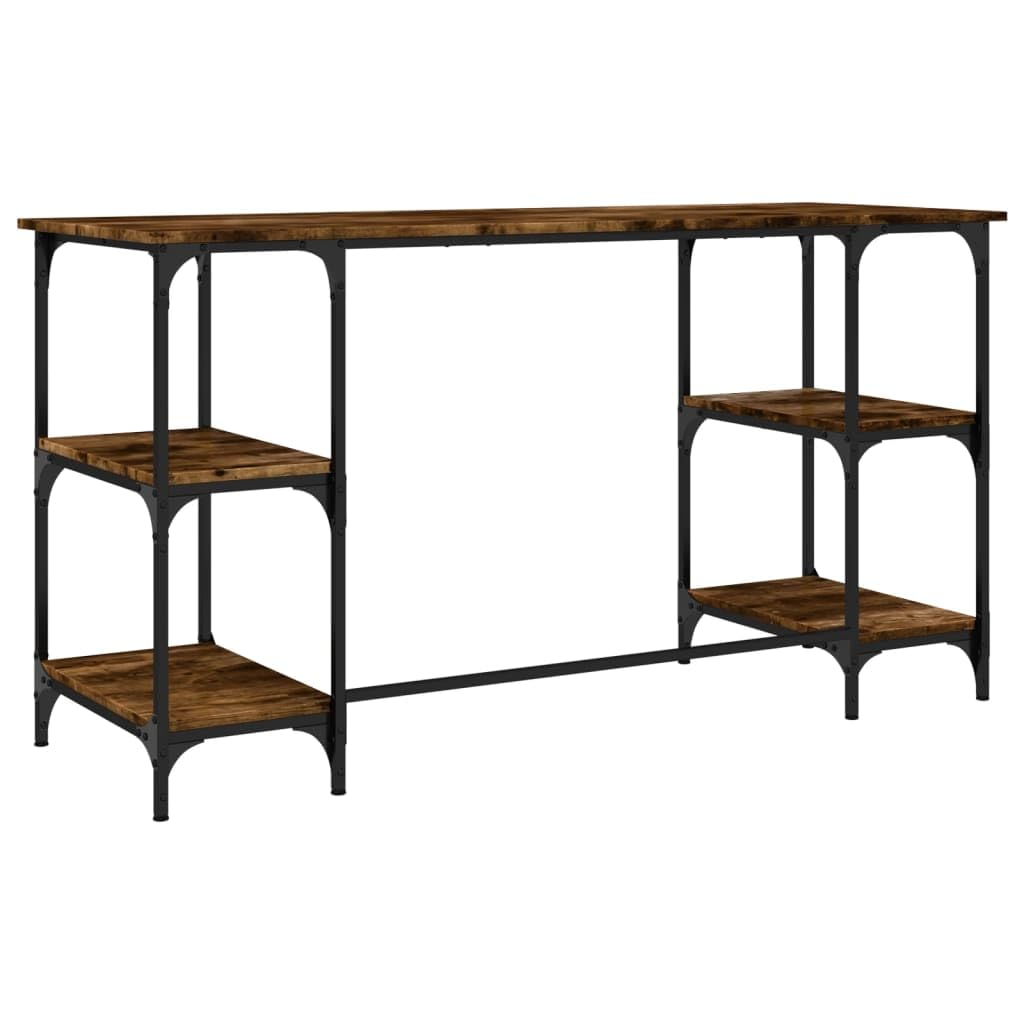 Tavolo Salvaspazio Scrivania Gaming Tavolo Consolle Scrivanie Gaming Scrivania Rovere Fumo 140x50x75 cm Metallo e Legno Multistrato per Studio Camera Da Letto Sala Studio Soggiorno
